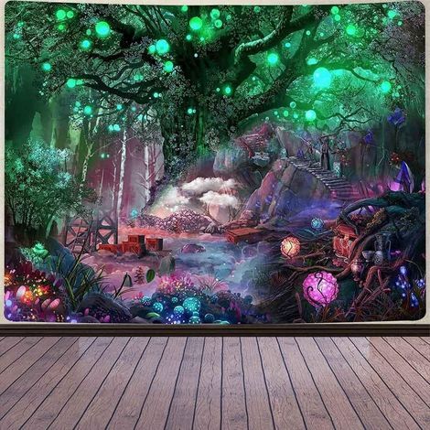 Tapiz del Árbol de la Vida, Tapiz del Árbol de la Vida Psicodélico, Tapiz del Árbol, la Luna y el Sol, Decoración de Pared, Alfombra Psicodélica, Tapiz para Colgar en la Pared, Decoración de Pared (15 (1/5)