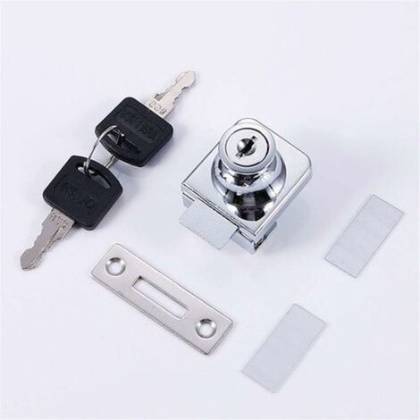 Serrure de porte en verre,Serrure en acier chromé,écran en verre de verrouillage,Serrure pour des portes en verre Serrure vitrine avec, pour la porte en verre de 5-8mm foret avec 2 clés (1/4)