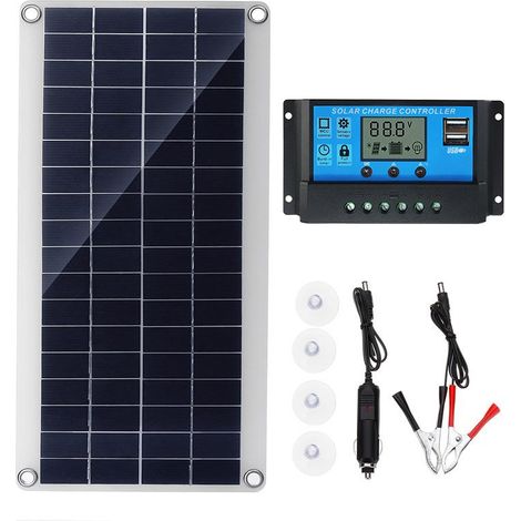 300-W-Solarset – Flexibles Solarpanel, monokristallines Photovoltaikmodul + 20-A-Laderegler für Boot, Auto, Wohnmobil, Gartenhaus, Batterieladung (1/5)