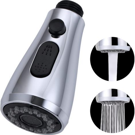 AIDUCHO Douchette De Robinet Avec Bouton Stop 3 Types De Jet Rétractable Evier Cuisine Pro Tête Pour Mitigeur Wc Robinet Salle De Bain Universelle Chromée (1/5)