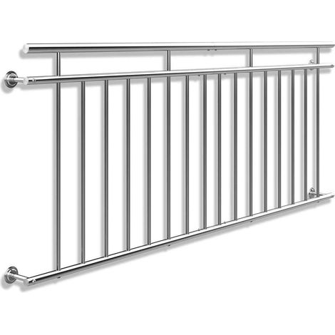 Bc-elec - HBR9225-KD Parapetto porta finestra 225x90cm balaustra corrimano in acciaio inox