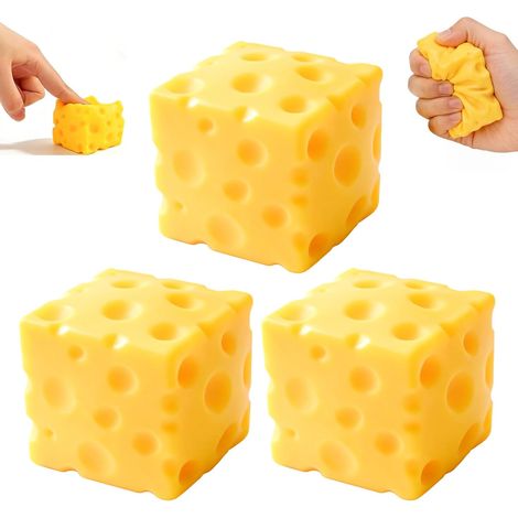 3PCS Squishy Fromage,Jouet Anti Stress Fromage,Squishy Anti Stress Jouet À Presser en Forme De Fromages Jaune,Convient aux Enfants,aux Adultes,au Bureau,à la Maison et en Voyage