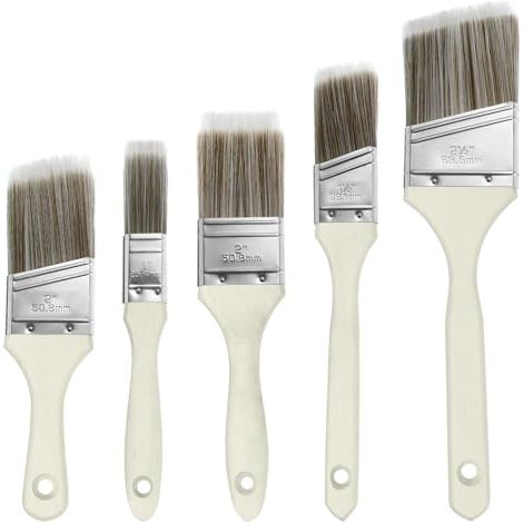 Pinceaux Peinture Plat - 5 pièces 25/38/50/63 mm Manche Bois - Peinture Intérieure Extérieure