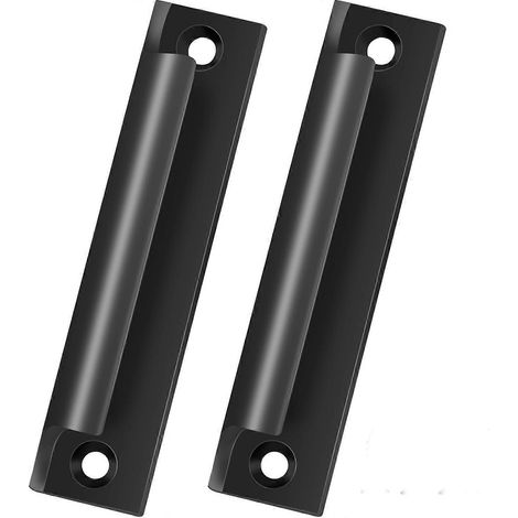 Lot de 2 poignées de porte de balcon extérieure en métal, poignée de porte de balcon extérieure, acier inoxydable, poignée horizontale pour armoire de cuisine ou tiroir (noir) (1/5)