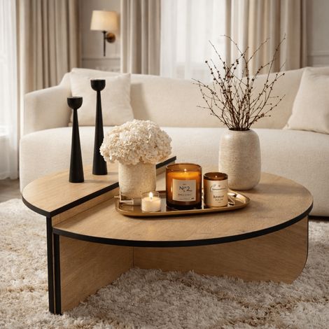 Couchtisch Rund 85 cm Natureiche-Optik Melamin Orin