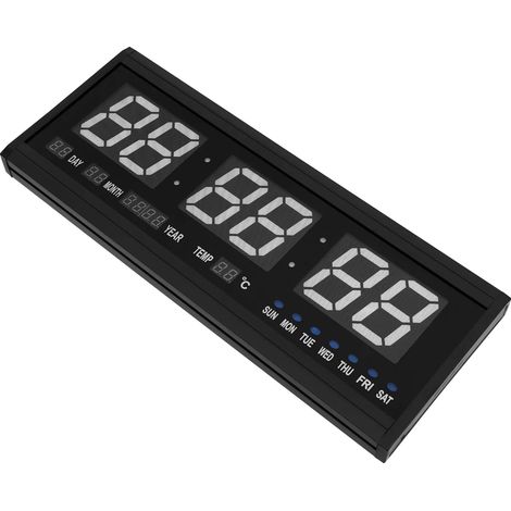 Reloj de pared, pantalla multifunción, diseño moderno, negro. (1/2)