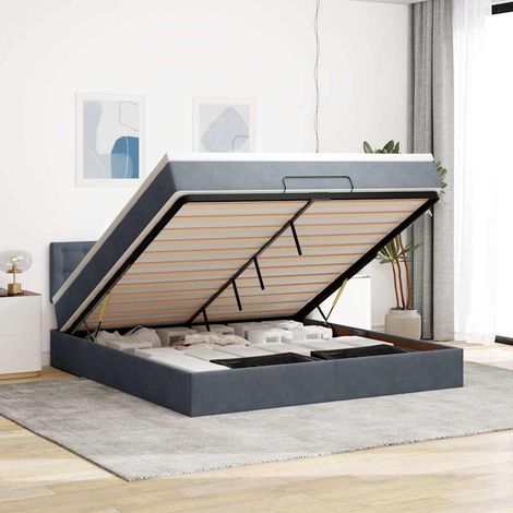 Estructura cama otomana con colchón gris oscuro 160x200 cm (1/5)