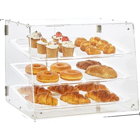 Vitrina expositora para pasteles, estantes extraíbles, acceso por puerta trasera, 3 niveles. (1/2)
