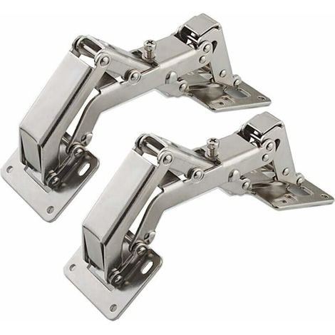 Charnière pour meuble,Lot de 2 Charnières de porte pour armoires de cuisine de 170 degrés + 16 vis - Charnières de porte grand angle - Pas de fente requise (1/4)