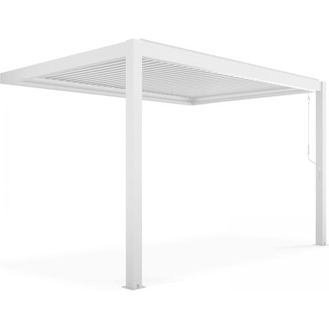 Pergola bioclimatique adossée blanche en aluminium 3x4 m