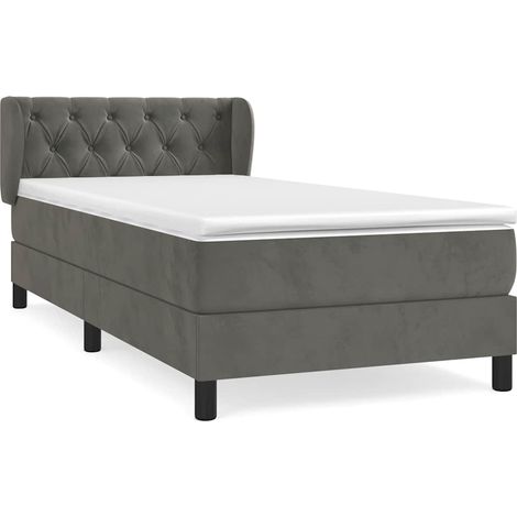 Maison Exclusive - Cama box spring con colchón terciopelo gris os (1/5)