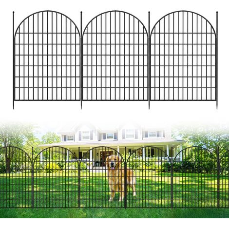 Barrière décorative extérieurérieure en métal pour jardin – Protection anti-animaux et chiens – Lot de 10 panneaux sans porte – 40 po x 23,6 pi (1/5)