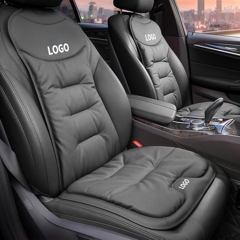 Personalisiertes Autositzkissen mit Logo, universeller Sitzbezug mit Lendenkissen, mehrere Farben, rutschfestes Autositzkissen aus Nappaleder, weich und atmungsaktiv