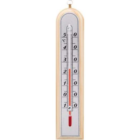 Termometro da interno Caldo, scala in alluminio da 19 cm in legno, luce, per appenderlo (1/3)