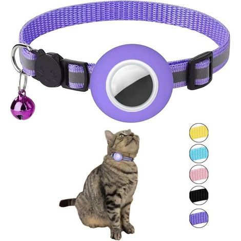 Collier Réfléchissant pour Chat avec Cloche et Support, Boucle de Sécurité Fragile pour Chaton (Violet)