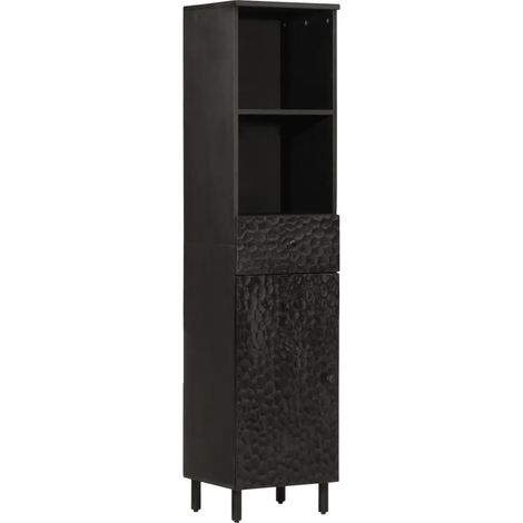 Armadio da bagno moderno portaoggetti 38 x 33 x 160 cm in legno massello nero 020047186