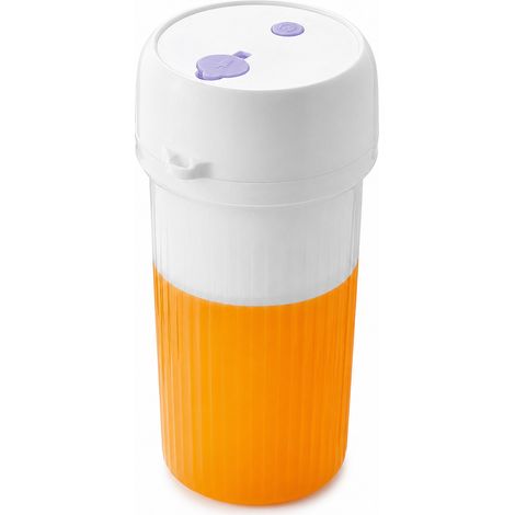 Mixeur Portable Rechargeable 340 ml avec 12 Lames en Acier Inoxydable, Blanc et Violet (1/5)