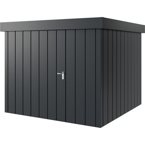 Hörmann Metall-Gerätehaus "Juno" mit Flachdach, JFD10 - Modern, 262 x 262 cm (B x T), anthrazit, 1-flüglige Tür, Anschlag links (1/5)