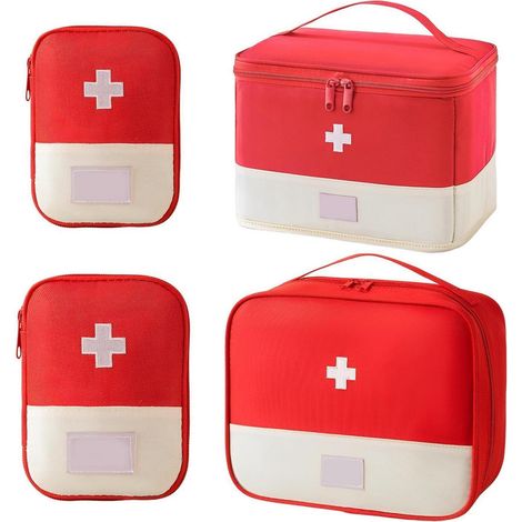 4er Set Medikamententaschen, Wasserdicht, Große Kapazität, Reiseapotheke Rot