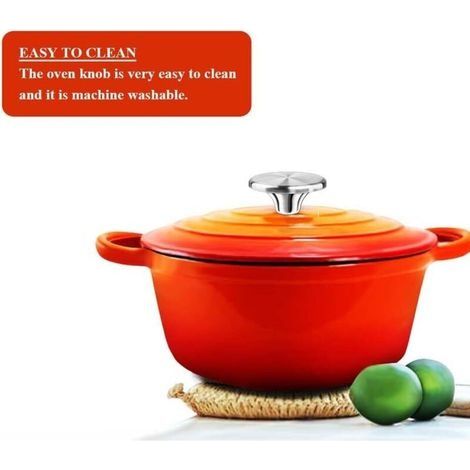 Deckelknopf für Schmortöpfe, Ersatzdeckelknopf aus Edelstahl für Le Creuset, Aldi, Lodge und andere emaillierte Gusseisen-Schmortöpfe (mattiert) (1/4)