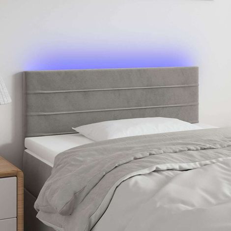 vidaXL Cabecero con LED de terciopelo gris claro 80x5x78/88 cm (1/5)