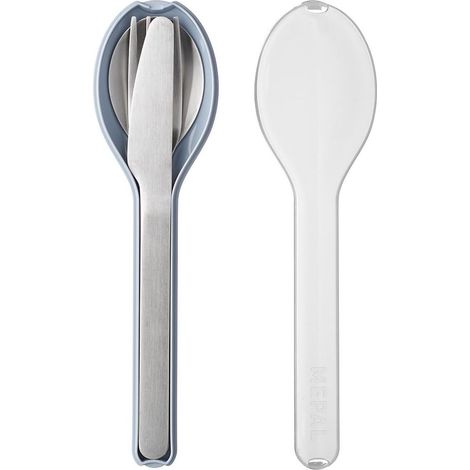 Set de Couverts 3 Pièces Ellipse - Set de Couverts à Emporter - Composé d'un Couteau, d'une Fourchette et d'une Cuillère - Avec Étui de Voyage - Acier Inoxydable - Nordic Blue (1/5)
