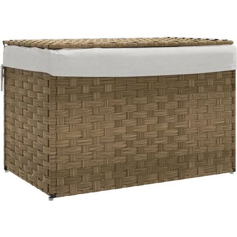 Panier à linge avec couvercle, 55,5 x 35 x 34 cm, en résine tressée (1/5)