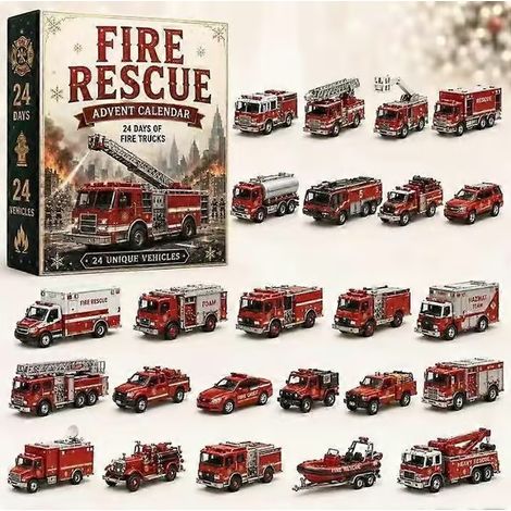 Modèle de voiture de Noël, calendrier de l'Avent 24 jours, décoration en plastique WY26, véhicules de pompiers et de secours (1/5)