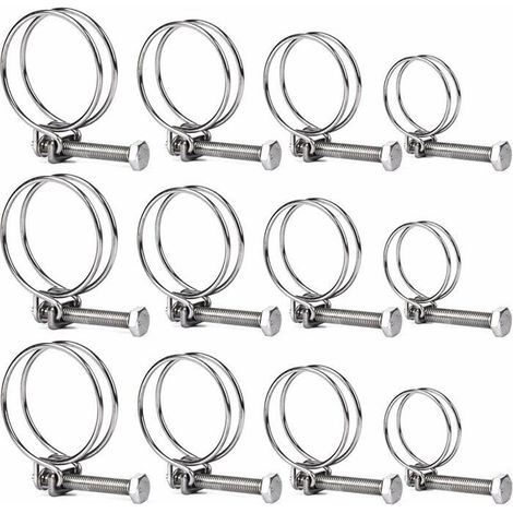 Colliers de serrage inox réglables – Lot de 12 – Acier inoxydable 304 (1/4)