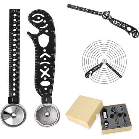 BEBUSINGOTO Multifunktionales Zeichenwerkzeug, vielseitiges Zeichenwerkzeug, gebogenes Magnetlineal, Winkelmesser, Kombi- und Mini-Zirkel für Notizbücher, Designer, Künstler, Architekten, Studenten (1/5)