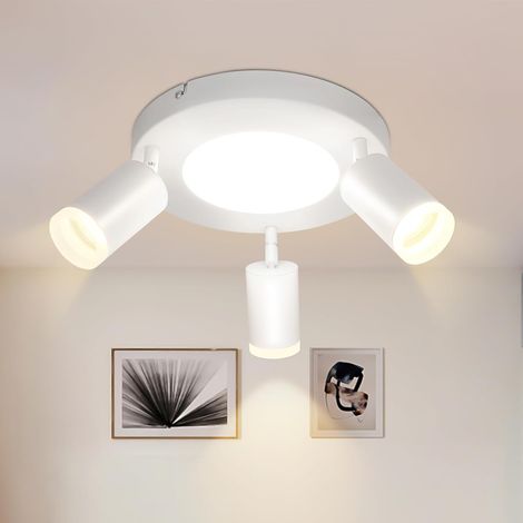 ZMH Plafonnier LED Plafonnier 3 Ampoules - Spot de Plafond Blanc Lampe de Salon Moderne 3000k GU10 20W Lampe de Couloir Pivotante Spot de Plafond Rond pour Chambre Cuisine Bureau (1/5)
