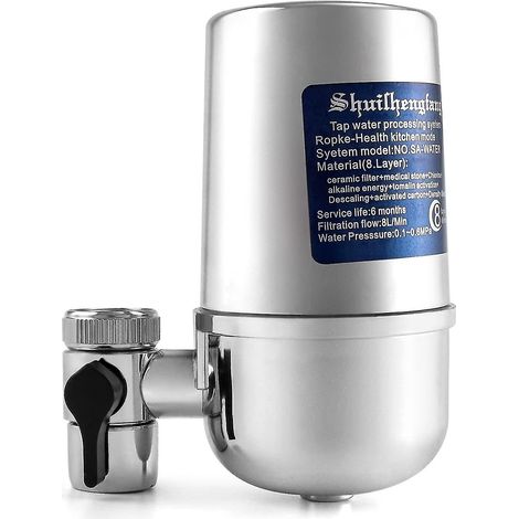 Filtre à eau pour robinet, réduit les odeurs et les sédiments, purificateur d'eau avec adaptateur de robinet réglable, compatible avec les robinets de taille moyenne. (1/5)