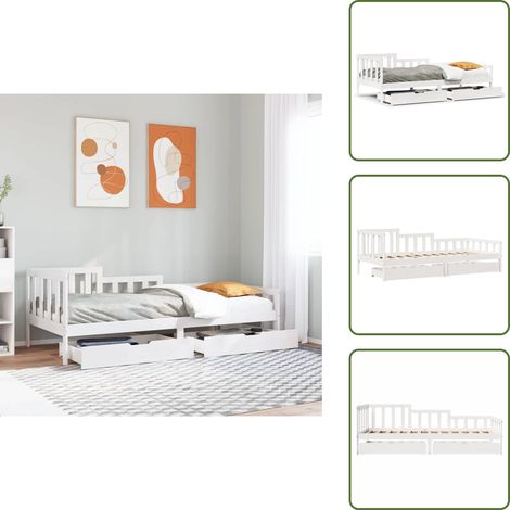 The Living Store Tagesbett mit Schubladen 90x190 cm Massivholz Kiefer - Holzsofa