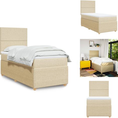 Sommier à lattes de lit avec matelas Crème 80x200 cm Tissu - Sommier À Lattes De Lit - Sommiers À Lattes De Lit - Lit - Meuble De Chambre À Coucher (1/5)