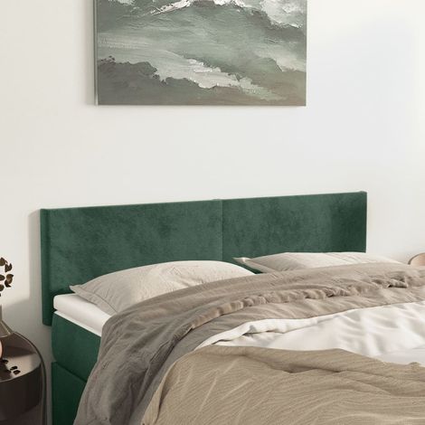 Cabeceros 2 unidades terciopelo verde oscuro 72x5x78/88 cm vidaXL (1/5)