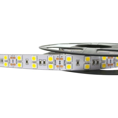 Striscia doppia LED 5m SMD5050 24V DC 120w 600led IP20 S10-5050-24VLuce Calda 3000k (1/3)