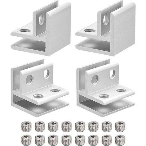 Pince à Verre à 90 Degrés, 4 Pièces pour Support d'Étagère en Verre en Alliage d'Aluminium de 5 à 8 mm, Support de Verre Double Face pour Armoire Et Placard (1/4)