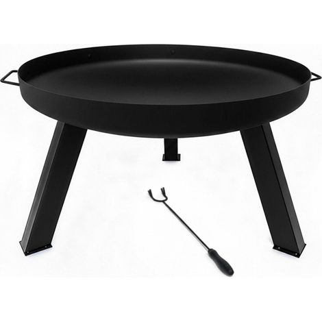 Brasero rond extérieur avec tisonnier pour grillades convivial 36 x 64 x 64 cm en acier noir (1/3)