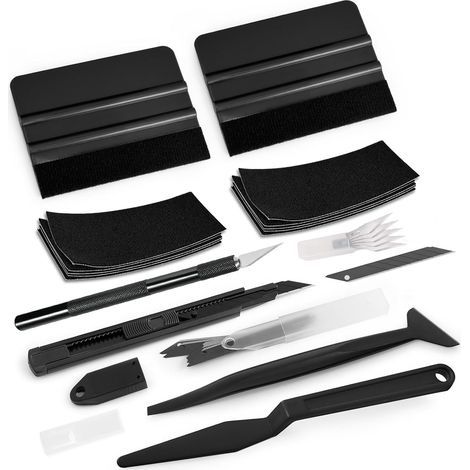 Kit Outils Pose Film, Raclette Feutre, Cutter Aluminium, Lame Zirconium, Pour Vitre Voiture (1/5)