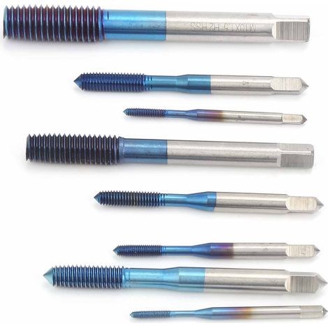 Jeu de 8 tarauds machine, bleu, métrique, M2, M2.5, M3, M4, M5, M6, M8, M10 (1/5)