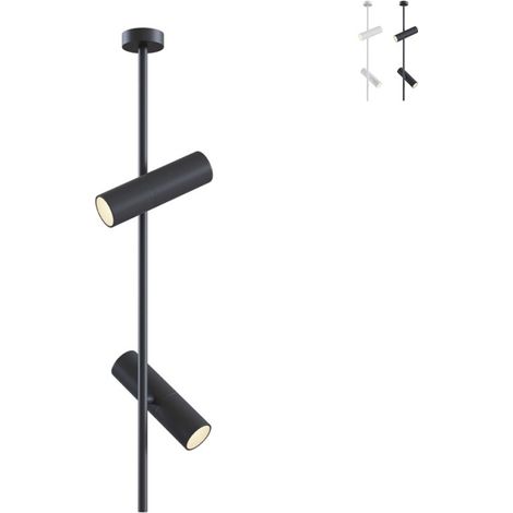 Lampadario A Sospensione Moderno Elti Alluminio Nero 2 Luci Gu10 50W (1/5)