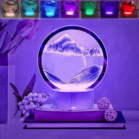 Lampe à sable liquide 3D, RGB, sablier rotatif à 360°, veilleuse décorative pour bureau et chambre (1/5)