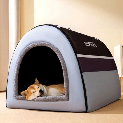 Niche pour Chien Interieur Confortable,Taille XXL pour Chien Grand, 2 en 1 Niche Chien Interieur, Maison Portable pour Chien,Gris (1/5)