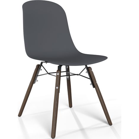 Dining chair with dark wood legs – Modern style and functionality - Broly Grey