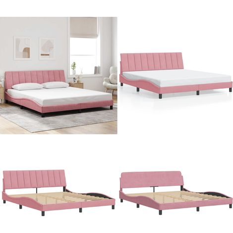 Bettgestell ohne Matratze "Hanko" Rosa 180x200 cm Samt - Samtbettgestell - Rosa Bettgestell (1/5)