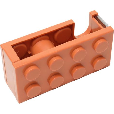 Irovami Dévidoir de ruban adhésif en forme de blocs de construction, facile à découper, pour bureau, école, bureau ou salle d'étude, orange (1/5)