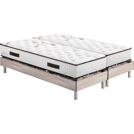 Ensemble relaxation S73+Matelas mousse Myriade 4 - 5 zones - 2x80x200 - Chêne clair (1/5)