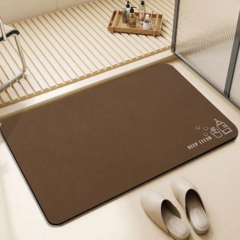 Tapis de Bain Absorbant à Séchage Rapide, Antidérapant, Lavable en Machine, 45 x 70 cm, Marron (1/5)