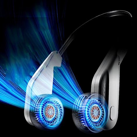 Ventilateur de cou sans pales – Portable, rechargeable, flux 360°, 5 vitesses, double flux, LCP ultra-puissant (1/5)