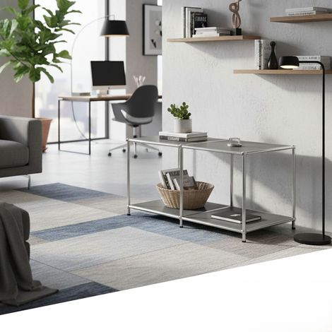 Karat – Étagère en métal chromé 78 × 40 × 46 cm – 2 niveaux de rangement ouverts – Finition en poudre mat – Stable avec pieds réglables (1/5)